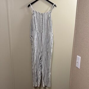 Old Navy Black and White Striped Jumpsuit